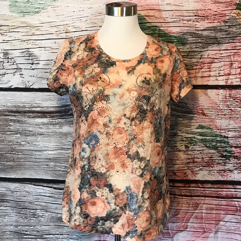 Hannah Watercolor look Top with bling